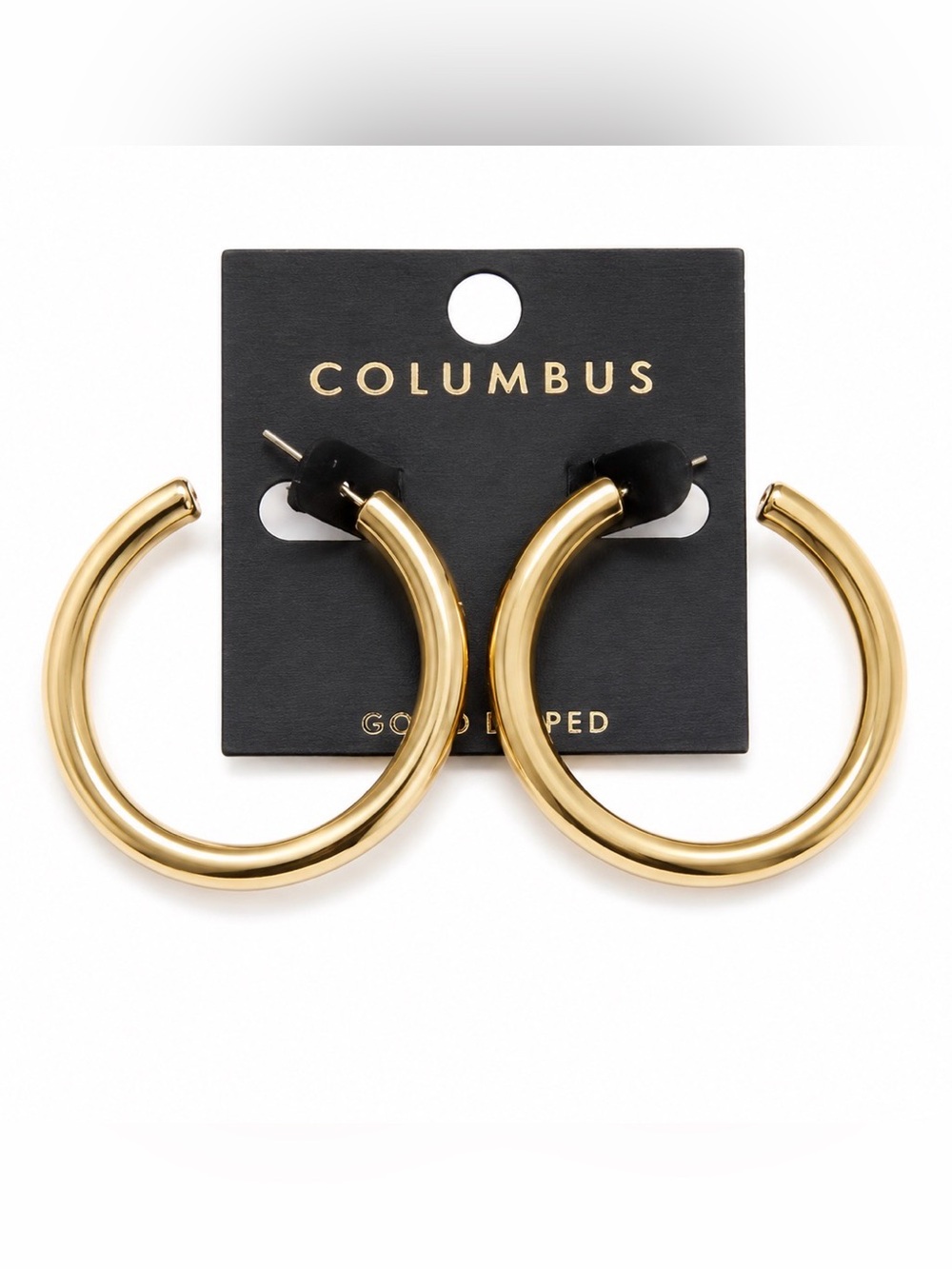 Columbus Gold Tone Thick Hoop Earrings | Bold Minimalist Statement